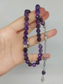 Ametist Taşı Koyu Renk Üst Segment Faset Kesim 33lük Tesbih 8mm (39700) thumbnail 5