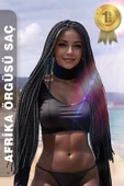 Afrika Zenci Örgüsü Rasta Ve Box Braid için Sentetik Saç - Siyah thumbnail 1