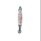 BEYAZ PORSELEN DESENLİ KULP KROM AYAK 96 MM / 5 ADET - 1