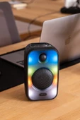 Metis Fm Radio Destekli 6 Farklı Renk Rgb Aydınlatmalı Şarjlı Kablosuz Bluetooth Hoparlör Siyah - 2