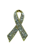 Kristal Taşlı Kanser Destek Kurdele Broş thumbnail 3