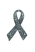 Kristal Taşlı Kanser Destek Kurdele Broş thumbnail 3