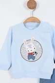 Tavşan Desenli Uzun Kollu Pamuklu Kot Sweat Erkek Bebek Alt Ust Takım Erkek Bebek İkili Takım 2 li - 10