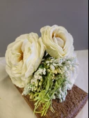 YASİMA Beyaz Gül Buketi Aranjmanlı Gelin Eli Buketi Nikah Kına Söz Gül Demeti 30cm - 3