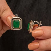 Lucky Life Gümüş Yeşil Taşlı Otantik Kadın Set - 5