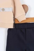 Ayı Desenli Uzun Kollu Pamuklu Sweat Pantolon Erkek Bebek Alt Ust Takım Erkek Bebek İkili Takım 2 li - 6