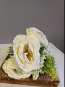 YASİMA Beyaz Gül Buketi Aranjmanlı Gelin Eli Buketi Nikah Kına Söz Gül Demeti 30cm - 4