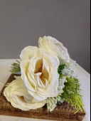 YASİMA Beyaz Gül Buketi Aranjmanlı Gelin Eli Buketi Nikah Kına Söz Gül Demeti 30cm - 5