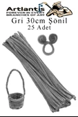 Şönil 30 cm 25 li 1 Paket Renkli Tüylü Tel Okul Öncesi Anasınıfı Kreş Hobi Eğitici Şönil Pipo Temizleyici Tüylü Tel - 4