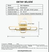TT Aydınlatma TT324-SR  57 x 17 Profil Sarı Kaplama 3 lü Plofonyer Led Avize - 4