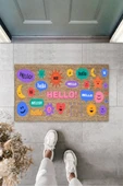 Çok Renkli Kapı Önü Paspası Hello Desen  K-3285 - 1