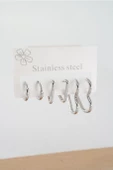 Kadın 316 L Çelik Anti alerjenik Klipsli 6'lı Set Küpe thumbnail 1