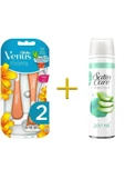Gillette Venus Riviera Kullan At Kadın Tıraş Bıçağı 2'li +Gillette Venüs Satin Care Tıraş Jeli Hassas 200 ml - 1
