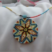 El Yapımı Kum Boncuk Mandala Kolye - 1
