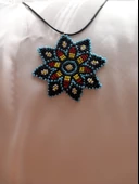 El Yapımı Kum Boncuk Sekizgen Mandala Kolye - 2