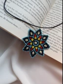 El Yapımı Kum Boncuk Sekizgen Mandala Kolye - 3