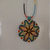 El Yapımı Kum Boncuk Mandala Kolye - 2