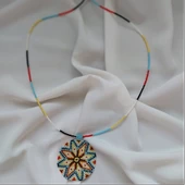 El Yapımı Kum Boncuk Mandala Kolye - 3