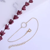 925 Ayar Altın Kaplama Minimal Taşlı Halka Gümüş Bileklik - CBS00119 - 4