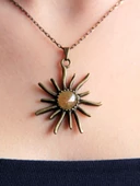 Doğal Taş Sitrin Doğal Taşlı Güneş Desen Kadın Doğal Taş Otantik Kolye euk7s thumbnail 2