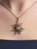 Doğal Taş Sitrin Doğal Taşlı Güneş Desen Kadın Doğal Taş Otantik Kolye euk7s thumbnail 1