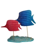 Kaideli Ayaklı 2'li Balık Dekoratif Obje, Biblo 29 cm - 2