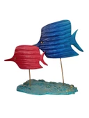 Kaideli Ayaklı 2'li Balık Dekoratif Obje, Biblo 29 cm - 1