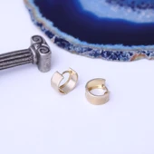 925 Ayar Altın Kaplama Kum-Mat Yüzeyli Minimal Halka Küpe - E00265 thumbnail 4