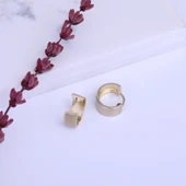 925 Ayar Altın Kaplama Kum-Mat Yüzeyli Minimal Halka Küpe - E00265 thumbnail 3