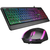 EVEREST KM-R59, FORZA, Rainbow Isikli, Türkçe Q, USB Kablolu, Gaming, Klavye Mouse Set - 1