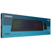 EVEREST KM-R59, FORZA, Rainbow Isikli, Türkçe Q, USB Kablolu, Gaming, Klavye Mouse Set - 5