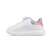 Büyük Kız Çocuk Sneaker - Beyaz-Mor, Cırtlı - 2