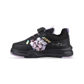 Büyük Kız Çocuk Sneaker - Siyah-Mor, Cırtlı - 2