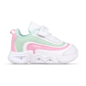 Küçük Kız Çocuk Sneaker - Beyaz-Yeşil, Cırtlı - 1