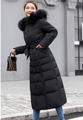 Kışlık Tam Boy Kapüşonlu Günlük Kadın Şişme Mont thumbnail 1