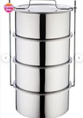 Ulutaş 22X11 cm Paslanmaz Parlak Çelik Isıtılabilir 4lü Sefer Tası - 1