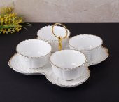 Roy Kıng Shell Porselen 4 lü Sosluk Seti 25 cm Gold - 1