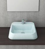 Bocchi 1074-029-0126 Firenze Batarya Banklı Lavabo Mat Buz Mavisi - 1