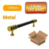 50 Adet Halka Boru Altın Siyah Metal Mobilya Kulpu 128mm - 1