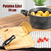 Porsima Patates Ezici Paslanmaz Metal Patates Ezici Püre Yapıcı Renkli Patates Ezeceği 24cm - Fuşya thumbnail 1