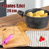 Porsima Patates Ezici Paslanmaz Metal Patates Ezici Püre Yapıcı Renkli Patates Ezeceği 24cm - Mor thumbnail 1