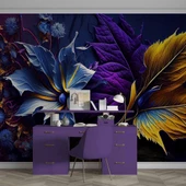 3 Boyutlu Mor Çiçek Temalı Duvar Kağıdı thumbnail 4