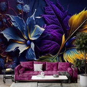 3 Boyutlu Mor Çiçek Temalı Duvar Kağıdı thumbnail 8