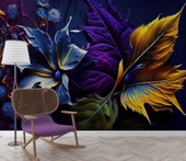 3 Boyutlu Mor Çiçek Temalı Duvar Kağıdı thumbnail 6