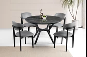 Erezoğulları Mobilya Roza Norte Yuvarlak HighGloss Mutfak Masa Sandalye Takımı 120cm - 1