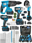 Wacker Pro Germany Wellcood 4 Lü Set Şarjlı 3 Akülü  Somun Sıkma + Kırıcı Delici + Şarjlı Matkap + Taşlama - 1
