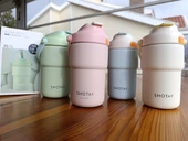 Shotay Askılı Mug Çelik Bardak 450Ml Pastel Pembe - 4