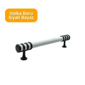 50 Adet Halka Boru Siyah Beyaz Metal Mobilya Kulpu 128mm - 2