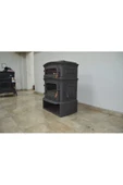 flamestove  Altara Premium FS-033 Ykst Tek Camlı Kuzineli Odunluklu Yan Kapaklı Döküm Soba - 2