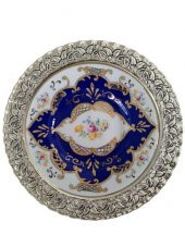 Kütahya Porselen El Dekoru 17 cm Kobalt Çiçek Desenli Duvar Tabağı Dekor No 3860 - 1